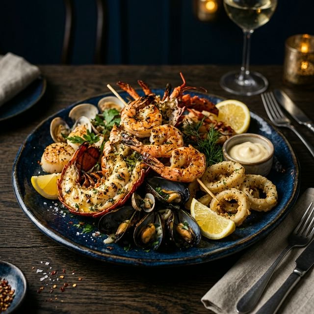 Plato estrella de mariscos frescos Mar Azul